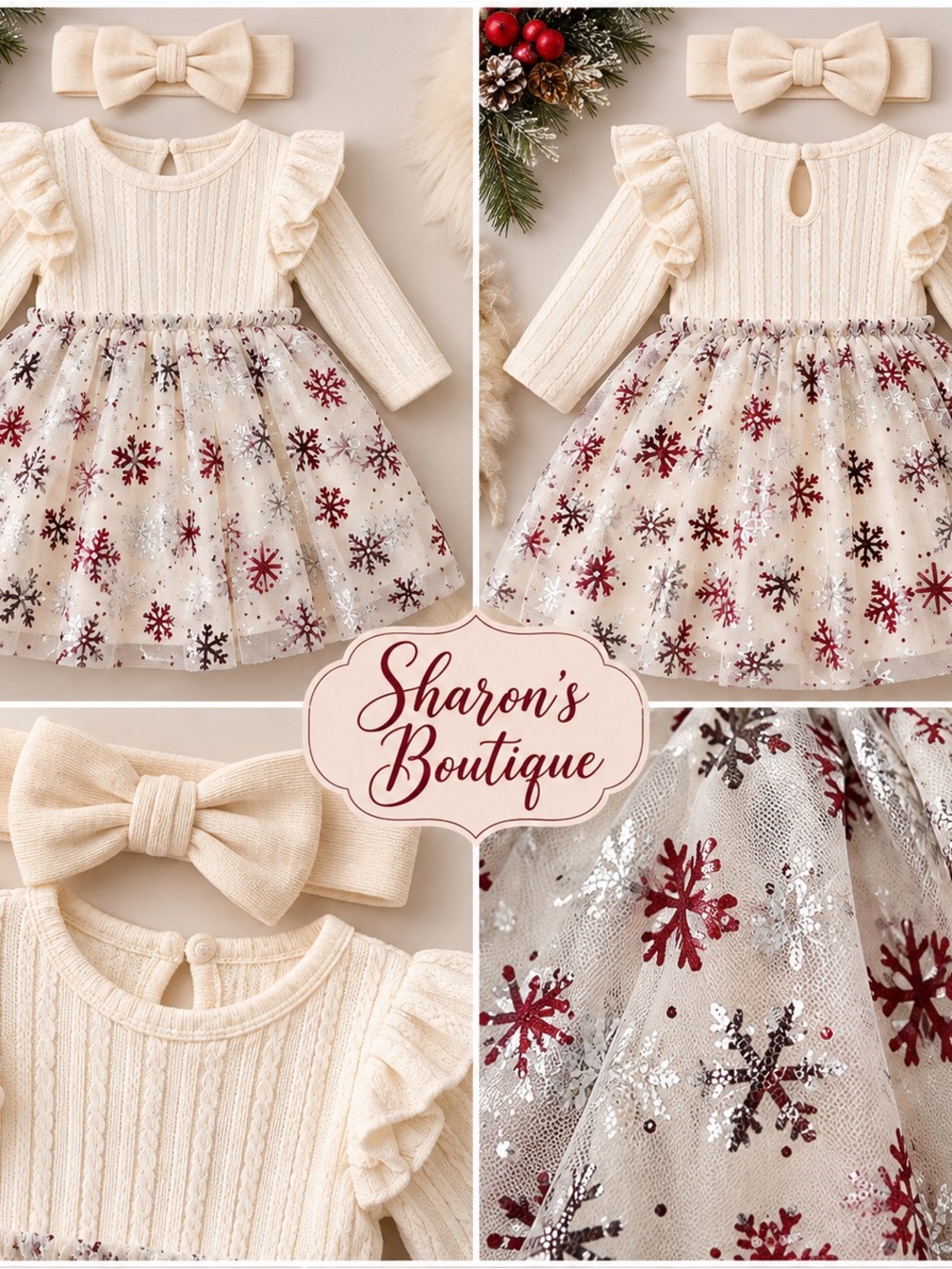 Just Lizzy Baby 6-9M Snowflake Dress + Headband